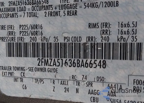 2006 Ford Freestar Se z USA, uszkodzony, nr VIN 2FMZA51636BA66548